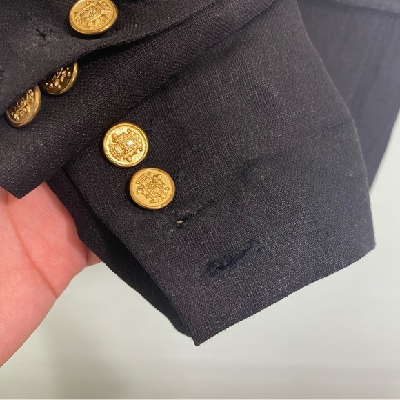 Smythe Black Linen‎ Blend Elbow Patch Equestrian Blazer Jacket Sz 4 - Picture 6 of 10